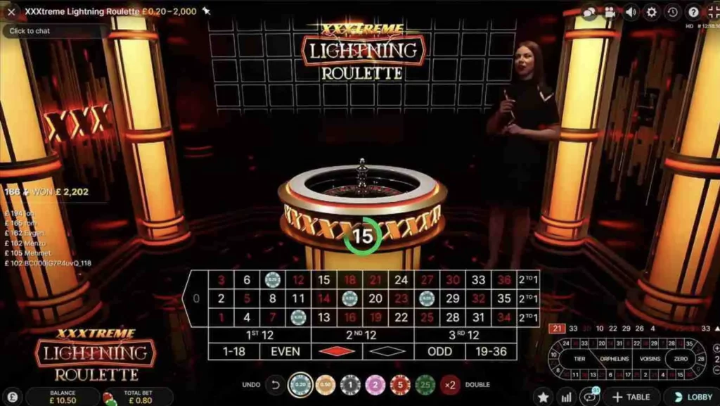 XXXtreme Lightning Roulette betting
